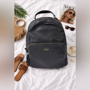 Kate Spade Designer Backpack | Black Leather Travel Bag